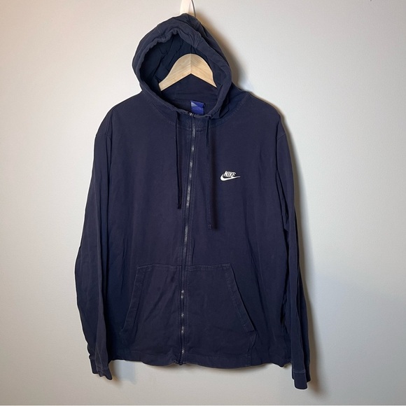 Nike Sportswear Club Fleece Men’s XXL Full Zip Hoodie‎ Navy Blue Lightweight - Picture 1 of 7